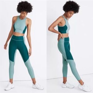 Outdoor voices x Madewell color block green leggings size XS euc